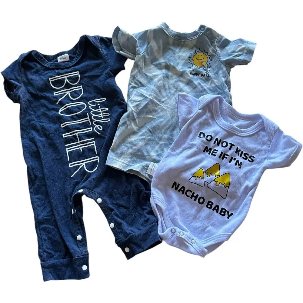 Baby Boy Outfit Bundle Size 0-3 Month Newborn Infant Onesies Pants Shorts Shirts